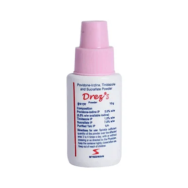 drez s dusting powder Allopathy (Povidone Iodine (5% w/w)) - Uses in Hindi, Side Effects, Substitutes & Price in India