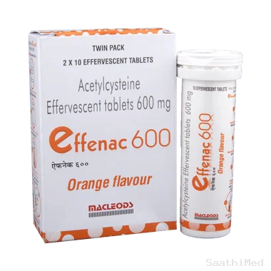 effenac 600 effervescent tablet orange Allopathy (Acetylcysteine (600mg)) - Uses in Hindi, Side Effects, Substitutes & Price in India