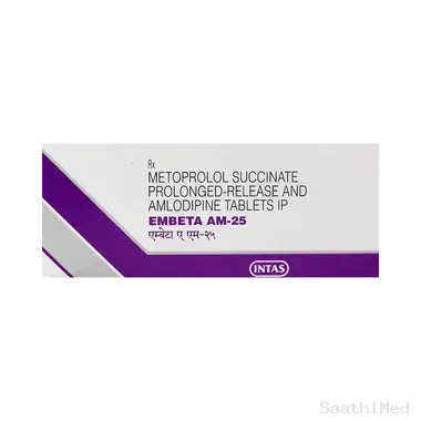 embeta am 25 tablet pr Allopathy (Amlodipine (5mg)) - Uses in Hindi, Side Effects, Substitutes & Price in India
