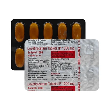emlevo 1000mg tablet Allopathy (Levetiracetam (1000mg)) - Uses in Hindi, Side Effects, Substitutes & Price in India