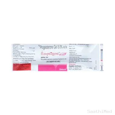emprogest 8% vaginal gel Allopathy (Progesterone (Natural Micronized) (8% w/w)) - Uses in Hindi, Side Effects, Substitutes & Price in India