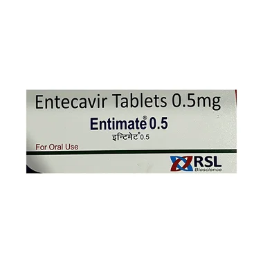 entimate 0.5 tablet Allopathy (Entecavir (0.5mg)) - Uses in Hindi, Side Effects, Substitutes & Price in India