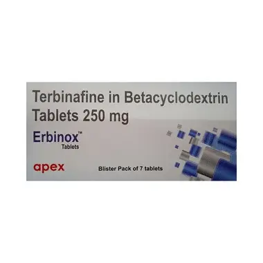 erbinox tablet Allopathy (Terbinafine (250mg)) - Uses in Hindi, Side Effects, Substitutes & Price in India