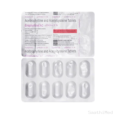 erophylline ac 100mg/600mg tablet Allopathy (Acebrophylline (100mg)) - Uses in Hindi, Side Effects, Substitutes & Price in India