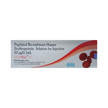 erypeg 50mcg injection Allopathy (Pegylated Recombinant Human Erythropoietin (50mcg)) - Uses in Hindi, Side Effects, Substitutes & Price in India