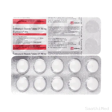 erythrocin 250mg tablet Allopathy (Erythromycin (250mg)) - Uses in Hindi, Side Effects, Substitutes & Price in India