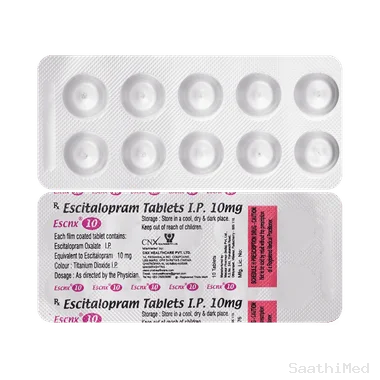 escnx 10mg tablet Allopathy (Escitalopram Oxalate (10mg)) - Uses in Hindi, Side Effects, Substitutes & Price in India