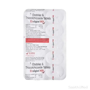 etolgia 400mg/4mg tablet mr Allopathy (Etodolac (400mg)) - Uses in Hindi, Side Effects, Substitutes & Price in India