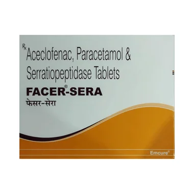 facer sera tablet Allopathy (Aceclofenac (100mg)) - Uses in Hindi, Side Effects, Substitutes & Price in India