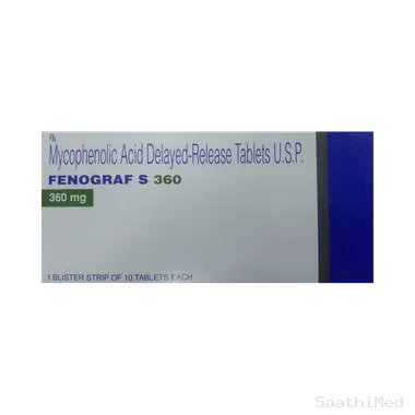 fenograf s 360mg tablet Allopathy (Mycophenolate sodium (360mg)) - Uses in Hindi, Side Effects, Substitutes & Price in India