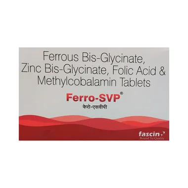 ferro-svp tablet Allopathy (Ferrous Bisglycinate (60mg)) - Uses in Hindi, Side Effects, Substitutes & Price in India