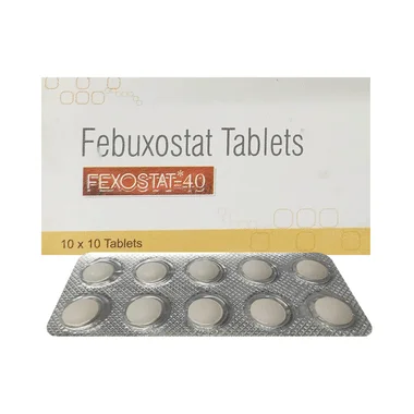 fexostat 40 tablet Allopathy (Febuxostat (40mg)) - Uses in Hindi, Side Effects, Substitutes & Price in India