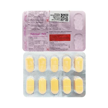 fibrinil mf 500 mg/250 mg tablet Allopathy (Tranexamic Acid (500mg)) - Uses in Hindi, Side Effects, Substitutes & Price in India