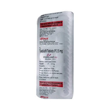 forlast 2.5mg tablet Allopathy (Tadalafil (2.5mg)) - Uses in Hindi, Side Effects, Substitutes & Price in India