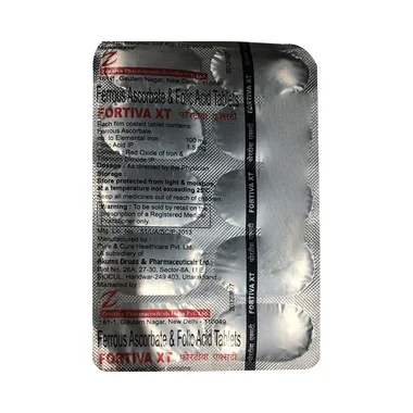 fortiva xt tablet Allopathy (Ferrous Ascorbate (100mg)) - Uses in Hindi, Side Effects, Substitutes & Price in India