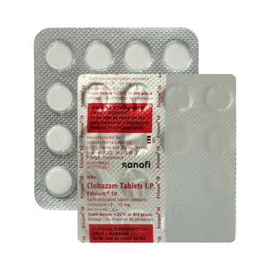 frisium 10mg tablet Allopathy (Clobazam (10mg)) - Uses in Hindi, Side Effects, Substitutes & Price in India