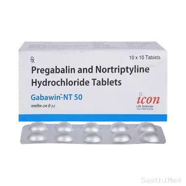 gabawin-nt 50mg/10mg tablet Allopathy (Pregabalin (50mg)) - Uses in Hindi, Side Effects, Substitutes & Price in India