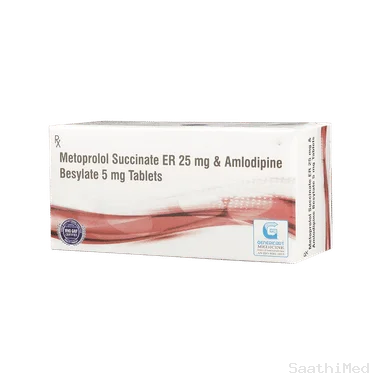 genericart amlodipine besylate+metoprolol succinate 5mg/25mg tablet er Allopathy (Amlodipine (5mg)) - Uses in Hindi, Side Effects, Substitutes & Price in India