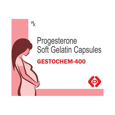 gestochem 400 soft gelatin capsule Allopathy (Progesterone (Natural Micronized) (400mg)) - Uses in Hindi, Side Effects, Substitutes & Price in India