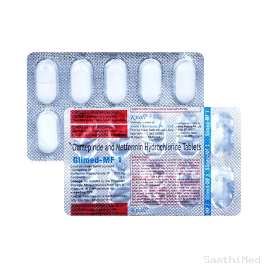 glimed mf 1mg/500mg tablet Allopathy (Glimepiride (1mg)) - Uses in Hindi, Side Effects, Substitutes & Price in India