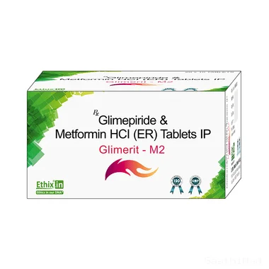 glimerit m 2mg/500mg tablet Allopathy (Glimepiride (2mg)) - Uses in Hindi, Side Effects, Substitutes & Price in India