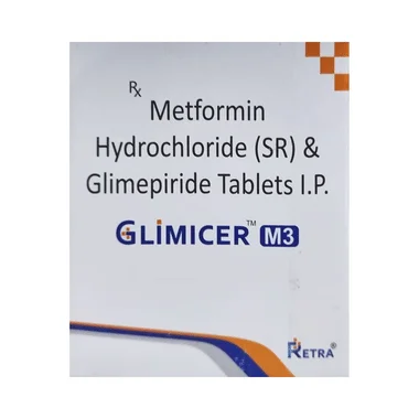 glimicer m 3mg/500mg tablet Allopathy (Glimepiride (3mg)) - Uses in Hindi, Side Effects, Substitutes & Price in India