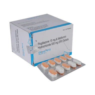 glitaris m 15 tablet sr Allopathy (Pioglitazone (15mg)) - Uses in Hindi, Side Effects, Substitutes & Price in India