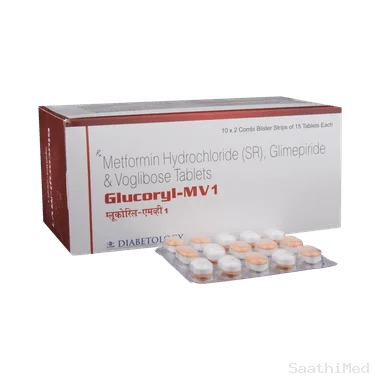glucoryl-mv1 tablet sr Allopathy (Glimepiride (1mg)) - Uses in Hindi, Side Effects, Substitutes & Price in India