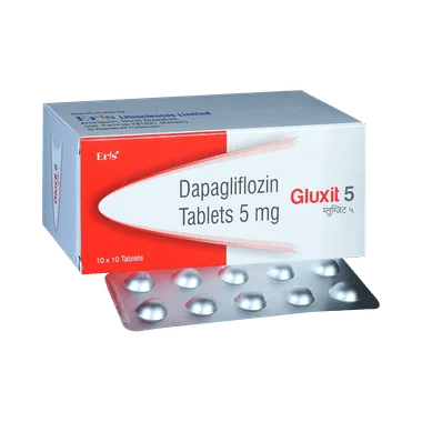 gluxit 5mg tablet Allopathy (Dapagliflozin (5mg)) - Uses in Hindi, Side Effects, Substitutes & Price in India