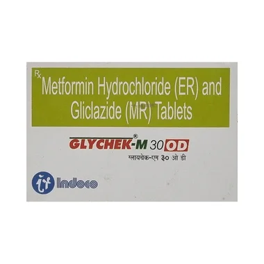 glychek-m od 30mg/500mg tablet Allopathy (Gliclazide (30mg)) - Uses in Hindi, Side Effects, Substitutes & Price in India