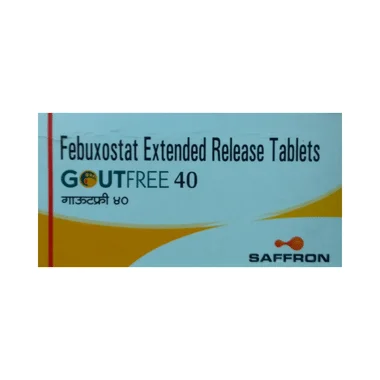goutfree 40 tablet er Allopathy (Febuxostat (40mg)) - Uses in Hindi, Side Effects, Substitutes & Price in India