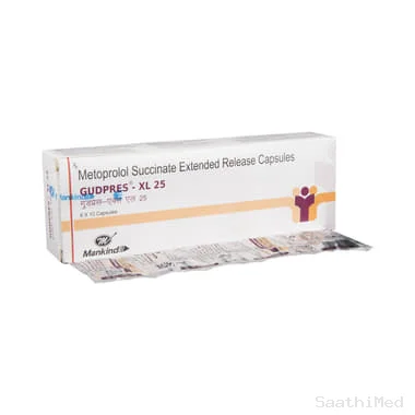Gudpres-XL 25 Capsule Allopathy (Metoprolol Succinate (23.75mg)) - Uses in Hindi, Side Effects, Substitutes & Price in India