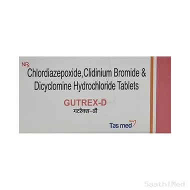 gutrex d 2.5mg/5mg/10mg tablet Allopathy (Clidinium (2.5mg)) - Uses in Hindi, Side Effects, Substitutes & Price in India