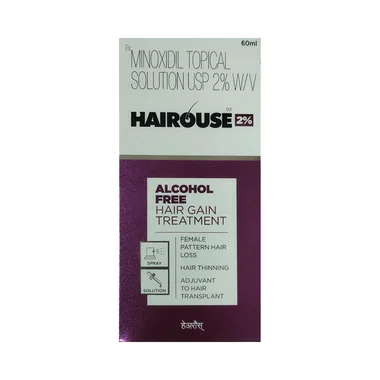 hairouse 2% solution alcohol free Allopathy (Minoxidil (2% w/v)) - Uses in Hindi, Side Effects, Substitutes & Price in India