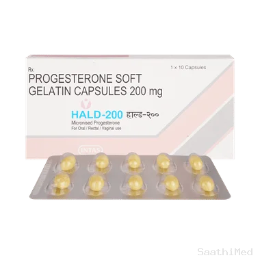 hald 200 soft gelatin capsule Allopathy (Progesterone (Natural Micronized) (200mg)) - Uses in Hindi, Side Effects, Substitutes & Price in India