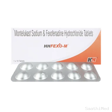 hhfexo m 10mg/120mg tablet Allopathy (Montelukast (10mg)) - Uses in Hindi, Side Effects, Substitutes & Price in India
