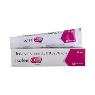 isofeel 0.025 cream Allopathy (Tretinoin (0.025% w/w)) - Uses in Hindi, Side Effects, Substitutes & Price in India