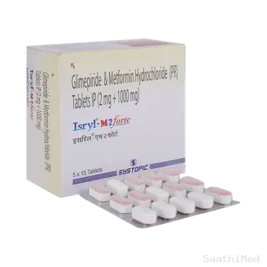 isryl-m 2 forte tablet pr Allopathy (Glimepiride (2mg)) - Uses in Hindi, Side Effects, Substitutes & Price in India