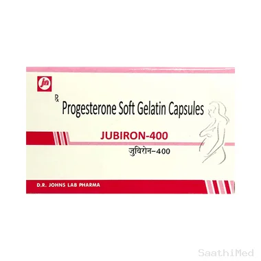 jubiron 400 soft gelatin capsule Allopathy (Progesterone (Natural Micronized) (400mg)) - Uses in Hindi, Side Effects, Substitutes & Price in India
