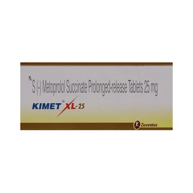 kimet xl 25 tablet Allopathy (Metoprolol Succinate (23.75mg)) - Uses in Hindi, Side Effects, Substitutes & Price in India