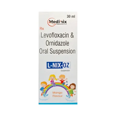 l-nix oz oral suspension Allopathy (Levofloxacin (125mg/5ml)) - Uses in Hindi, Side Effects, Substitutes & Price in India