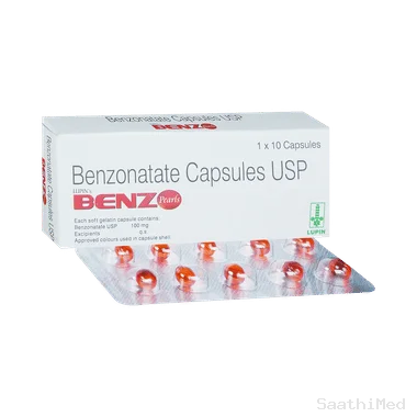 lupin's benz pearls capsule Allopathy (Benzonatate (100mg)) - Uses in Hindi, Side Effects, Substitutes & Price in India