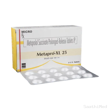 metapro -xl 25 tablet Allopathy (Metoprolol Succinate (23.75mg)) - Uses in Hindi, Side Effects, Substitutes & Price in India