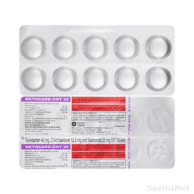 metocard-cht 25 tablet er Allopathy (Chlorthalidone (12.5mg)) - Uses in Hindi, Side Effects, Substitutes & Price in India