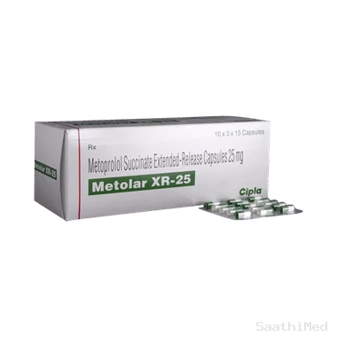 metolar xr 25 capsule Allopathy (Metoprolol Succinate (23.75mg)) - Uses in Hindi, Side Effects, Substitutes & Price in India