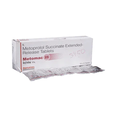 metomac 25 tablet er Allopathy (Metoprolol Succinate (23.75mg)) - Uses in Hindi, Side Effects, Substitutes & Price in India