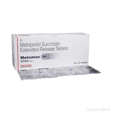 metomac 50 tablet er Allopathy (Metoprolol Succinate (47.5mg)) - Uses in Hindi, Side Effects, Substitutes & Price in India