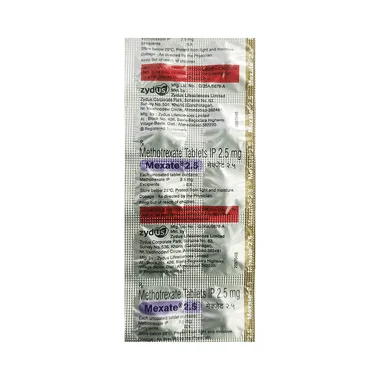 mexate 2.5 tablet Allopathy (Methotrexate (2.5mg)) - Uses in Hindi, Side Effects, Substitutes & Price in India