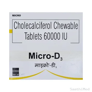 micro-d3 chewable tablet Allopathy (Vitamin D3 (60000IU)) - Uses in Hindi, Side Effects, Substitutes & Price in India