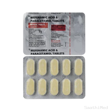 mifer forte 500mg/325mg tablet Allopathy (Mefenamic Acid (500mg)) - Uses in Hindi, Side Effects, Substitutes & Price in India